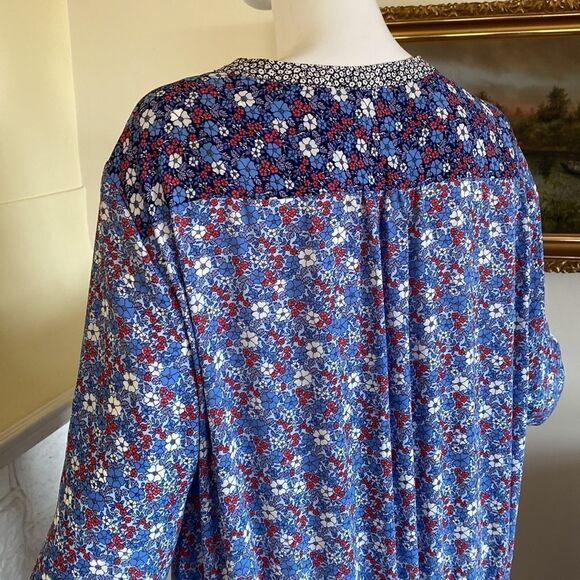 Gap Drop Waist Pleated Dress Blue Floral - Picture 7 of 10